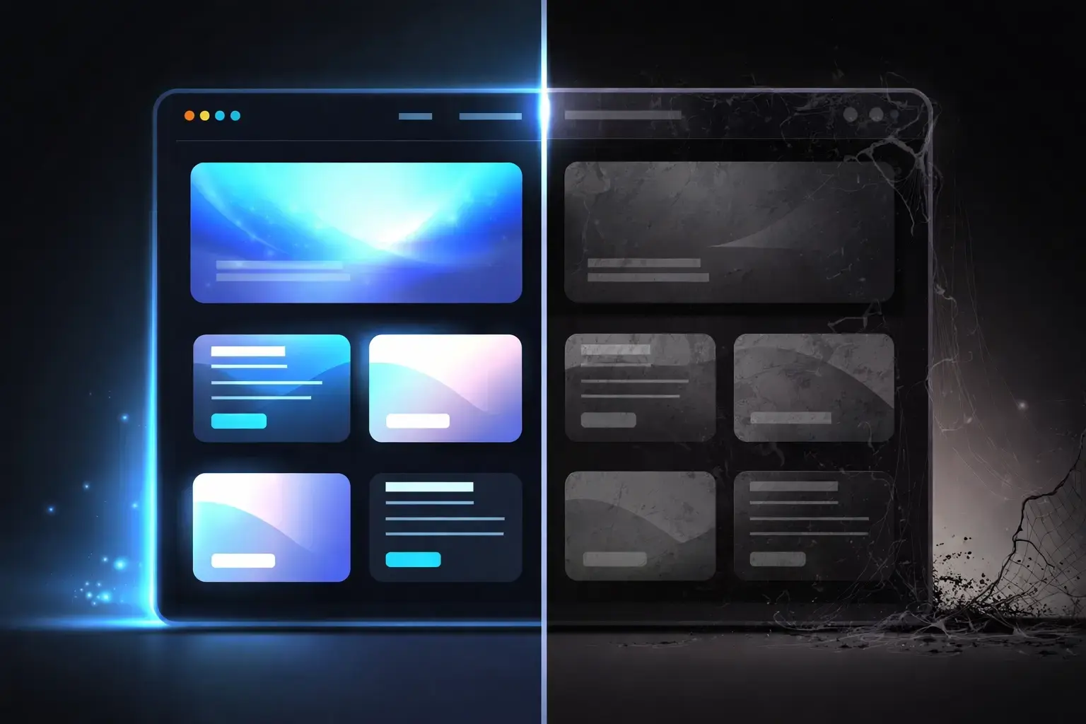 Comparison of regularly updated website content versus neglected outdated sites